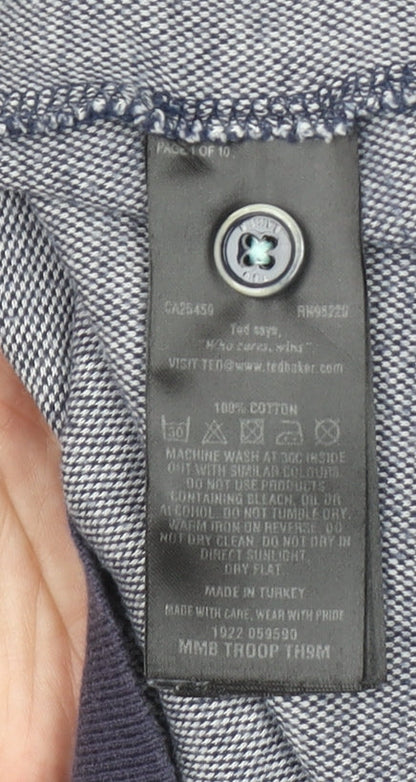 Ted Baker Men's Grey Cotton Polo Shirt Size M Short Sleeve Smart Casual