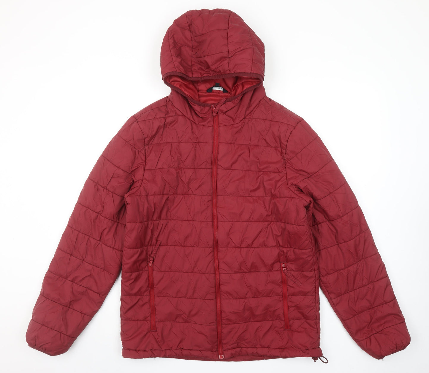 Freedom Trail Men's Red Puffer Hooded Jacket Size S Winter Casual