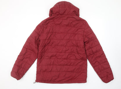 Freedom Trail Men's Red Puffer Hooded Jacket Size S Winter Casual