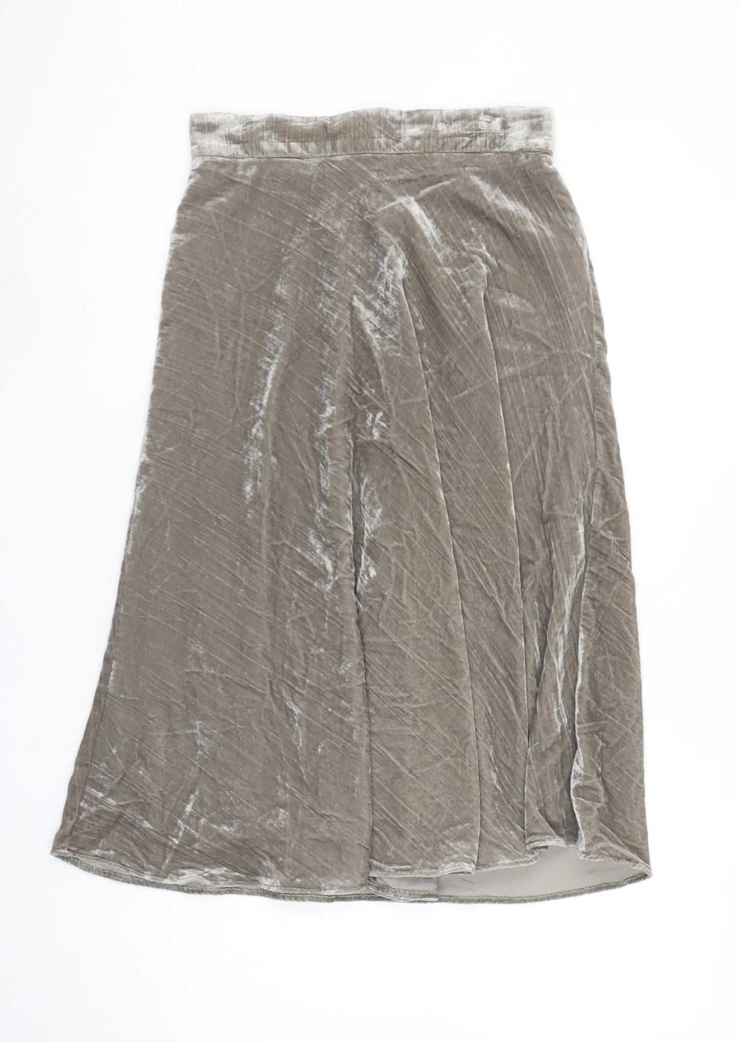 Marks and Spencer Women’s Beige Velvet A-Line Midi Skirt Size 8