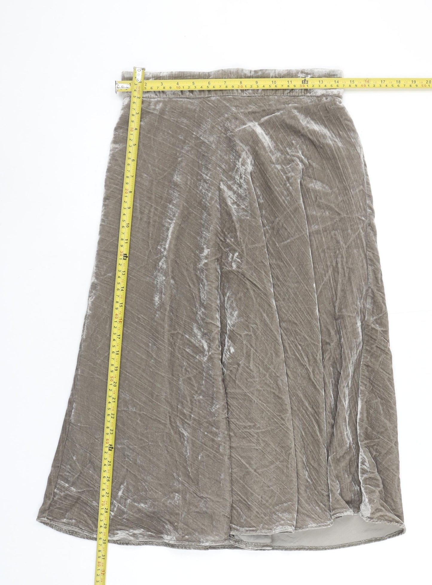 Marks and Spencer Women’s Beige Velvet A-Line Midi Skirt Size 8