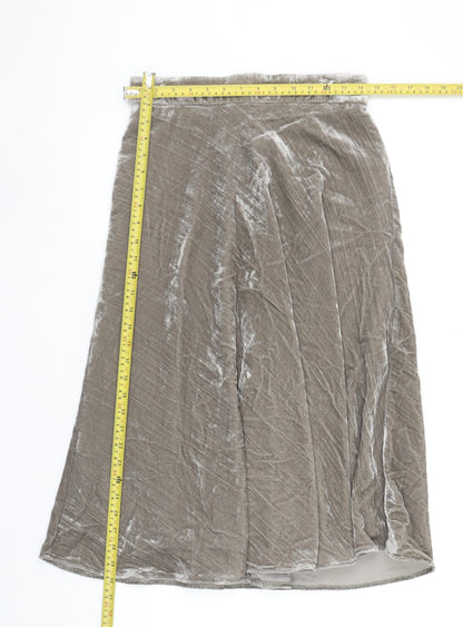 Marks and Spencer Women’s Beige Velvet A-Line Midi Skirt Size 8
