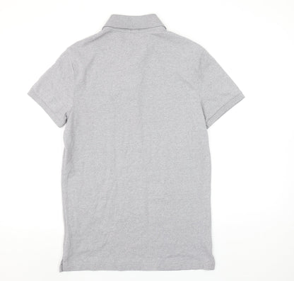 Hollister Men's Grey Slim Fit Epic Flex Short Sleeve Polo Shirt S