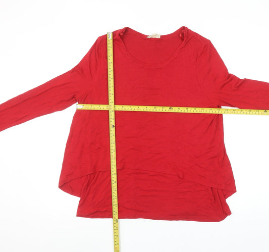 Phase Eight Women's Red Long Sleeve Jersey Blouse UK 14