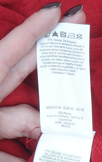 Womens UK Size 14 Phase Eight Red Basic Blouse