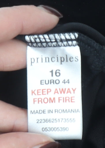 Principles Petite Black Velvet Midi Pencil Skirt Size 16