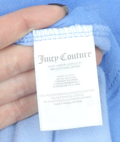 Juicy Couture Women Blue Velour Sweatpants XL Elastic Waist Drawstring