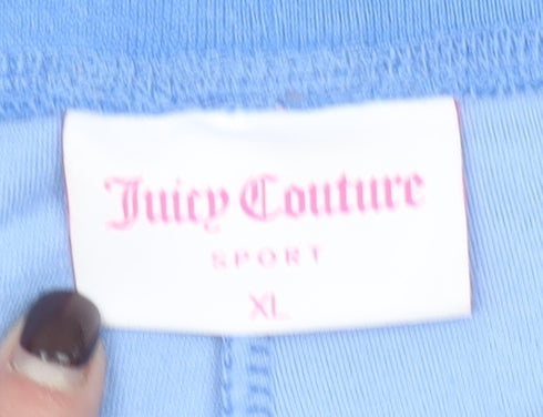 Juicy Couture Women Blue Velour Sweatpants XL Elastic Waist Drawstring