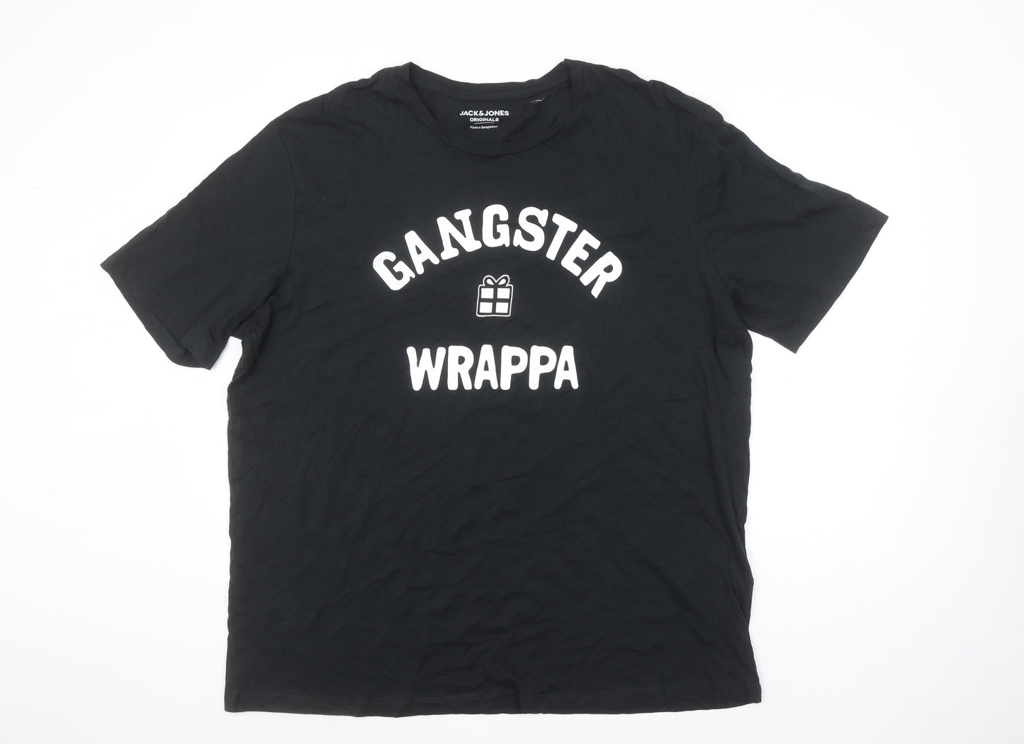 Jack & Jones Men’s Black XL Funny Gangster Wrappa T-Shirt