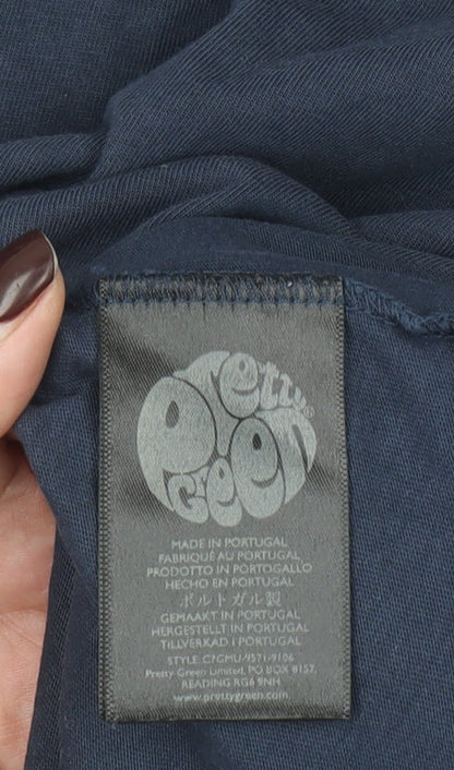 Pretty Green Men’s Blue Cotton Crew Neck T-Shirt Size S