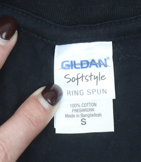Womens UK Size S Gildan Black Basic T-Shirt