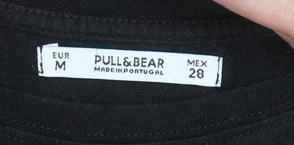 Womens UK Size 10 Pull & Bear Black Basic T-Shirt