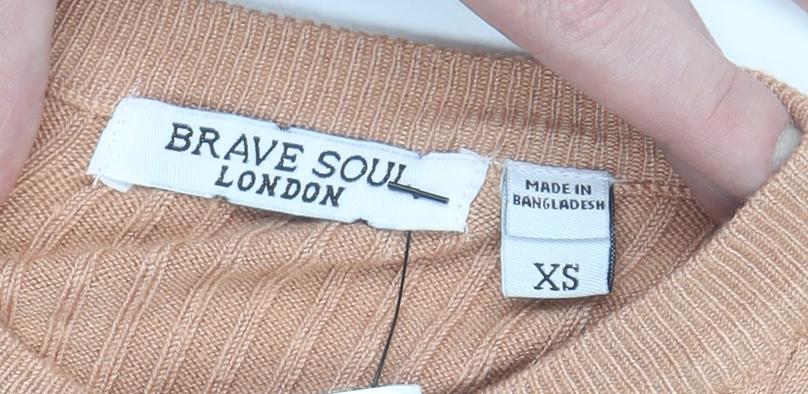 Womens UK Size XS Brave Soul Beige Pullover Jumper