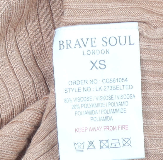 Womens UK Size XS Brave Soul Beige Pullover Jumper