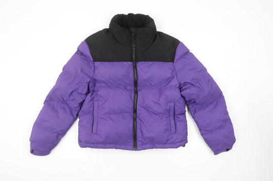 Primark Women Purple Puffer Jacket Small Insulated Winter Coat
