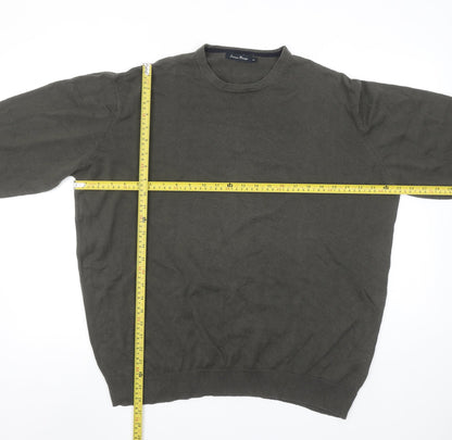James Pringle Men's Green XL Cotton Crew Neck Pullover Jumper