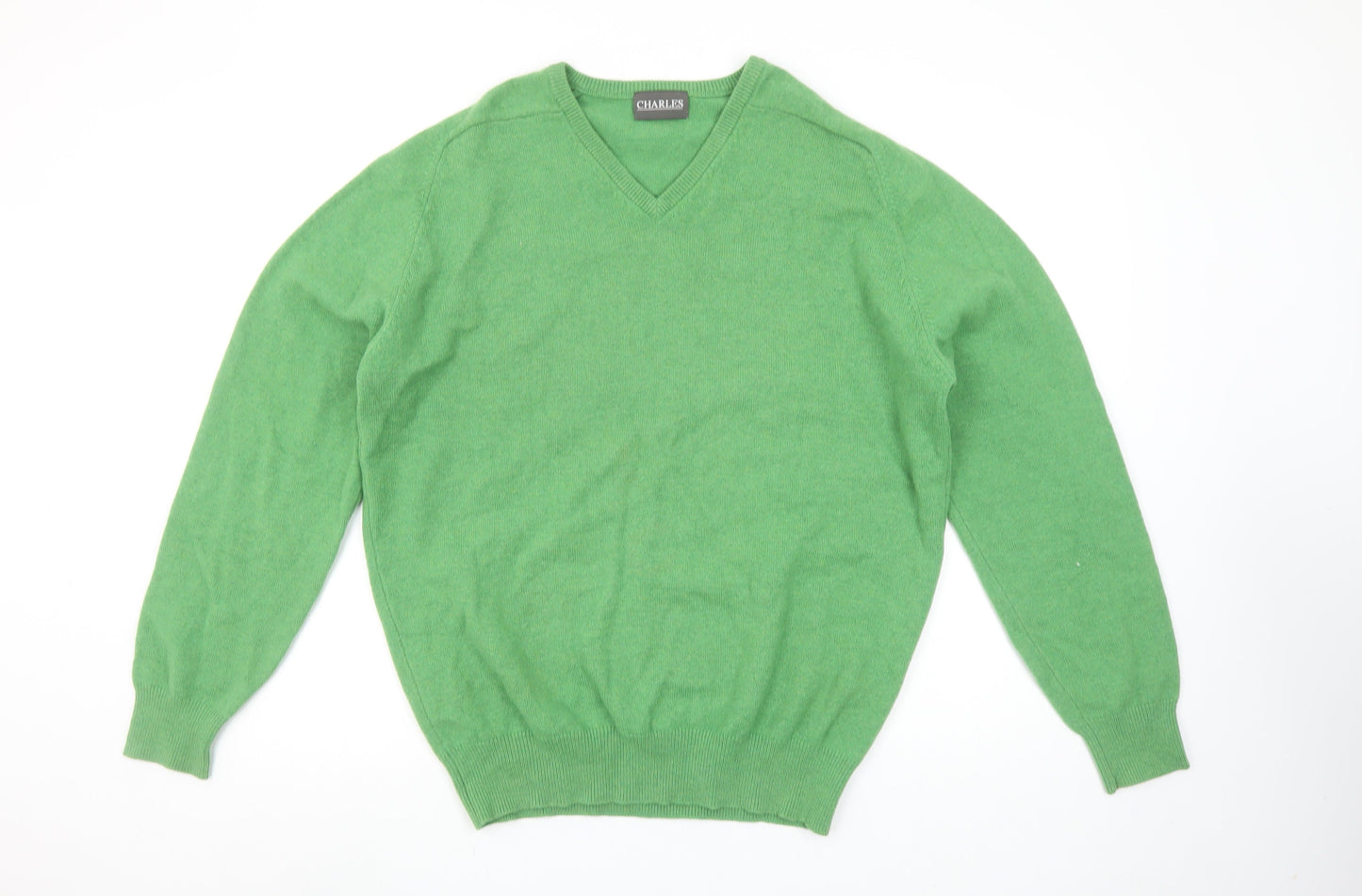 CHARLES Men’s Green Lambswool V-Neck Jumper XL