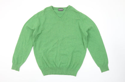 CHARLES Men’s Green Lambswool V-Neck Jumper XL