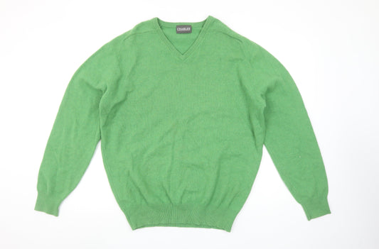 CHARLES Men’s Green Lambswool V-Neck Jumper XL