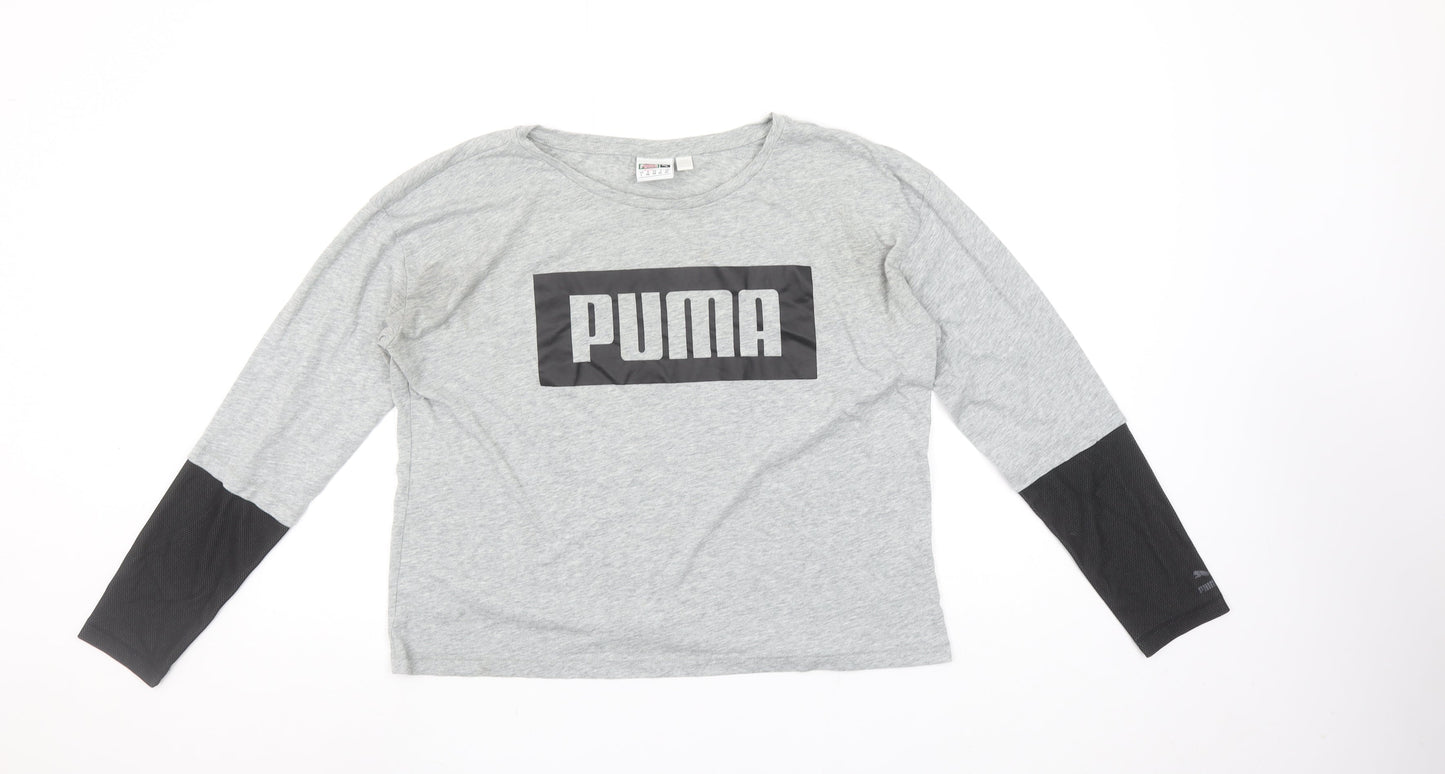 Womens UK Size 14 PUMA Grey Gym & Training Running & Jogging Yoga T-Shirt