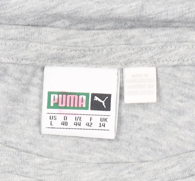 Womens UK Size 14 PUMA Grey Gym & Training Running & Jogging Yoga T-Shirt