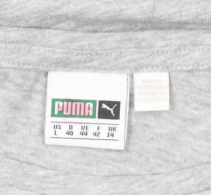 Womens UK Size 14 PUMA Grey Gym & Training Running & Jogging Yoga T-Shirt