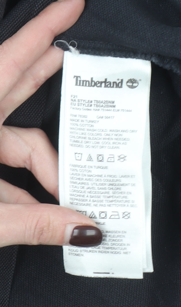 Timberland Men's Black Cotton Short Sleeve Polo Shirt Size L