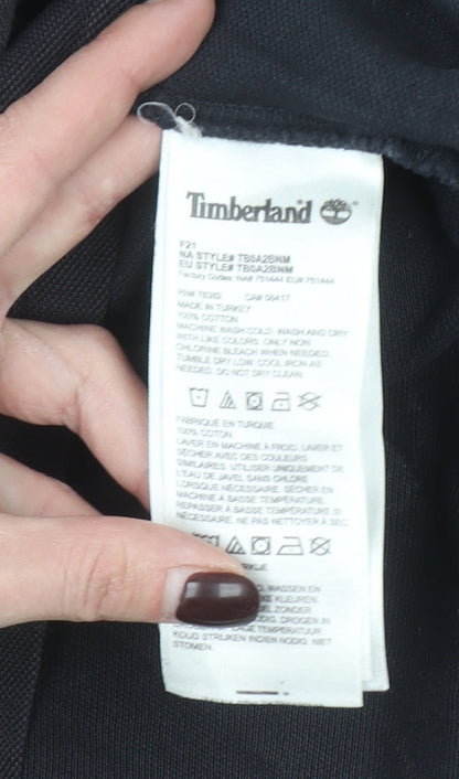 Timberland Men's Black Cotton Short Sleeve Polo Shirt Size L