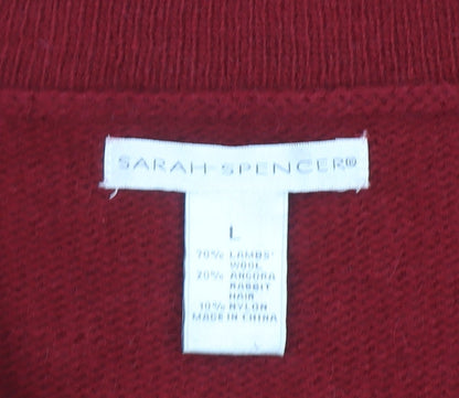 Womens UK Size L Sarah Spencer Red Cardigan Jumper