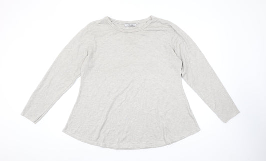 Alexara Womens Grey Long Sleeve Basic Cotton T-Shirt One Size