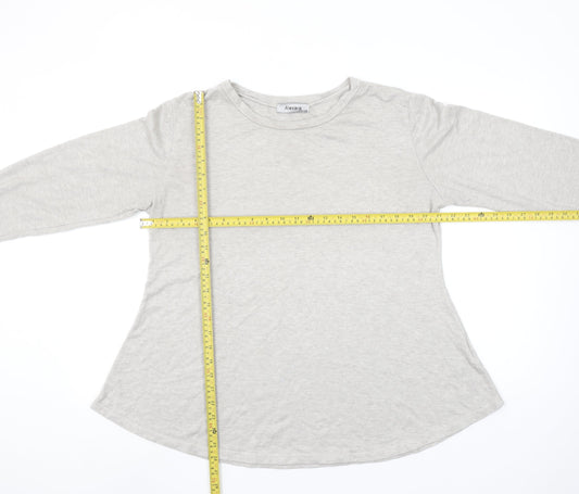 Alexara Womens Grey Long Sleeve Basic Cotton T-Shirt One Size