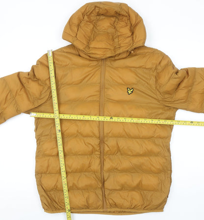 Lyle & Scott Men's Brown Hooded Puffer Jacket Size M