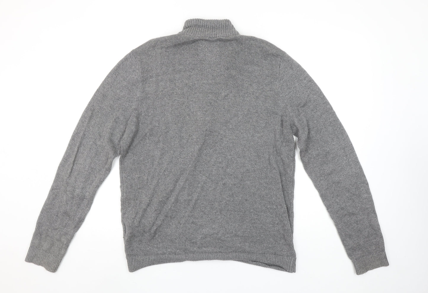 Hollister Men's Grey 1/4 Zip Knit Jumper M High Neck Wool Blend