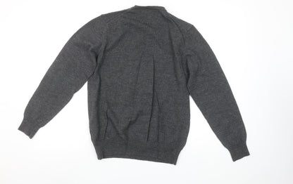 Jasper Conran Men's Grey Merino Wool V-Neck Jumper M Classic Fit