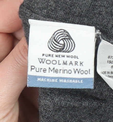 Jasper Conran Men's Grey Merino Wool V-Neck Jumper M Classic Fit