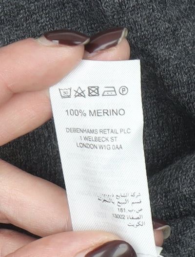 Jasper Conran Men's Grey Merino Wool V-Neck Jumper M Classic Fit