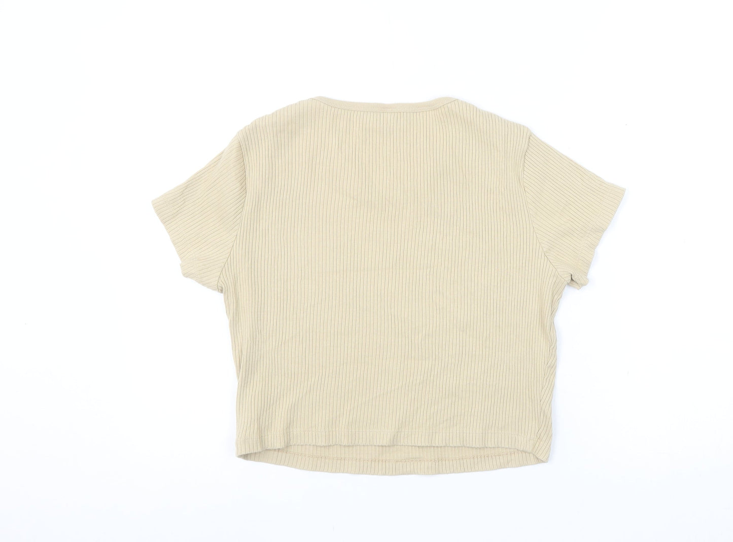 Womens UK Size M Uniqlo Beige Cropped T-Shirt