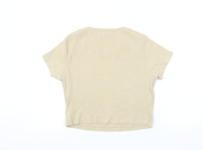 Womens UK Size M Uniqlo Beige Cropped T-Shirt