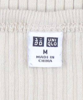 Womens UK Size M Uniqlo Beige Cropped T-Shirt