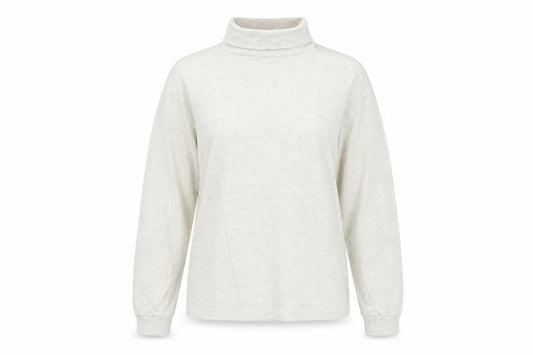 Front view of BHS Ivory Roll Neck Long Sleeve Cotton Jersey Top M