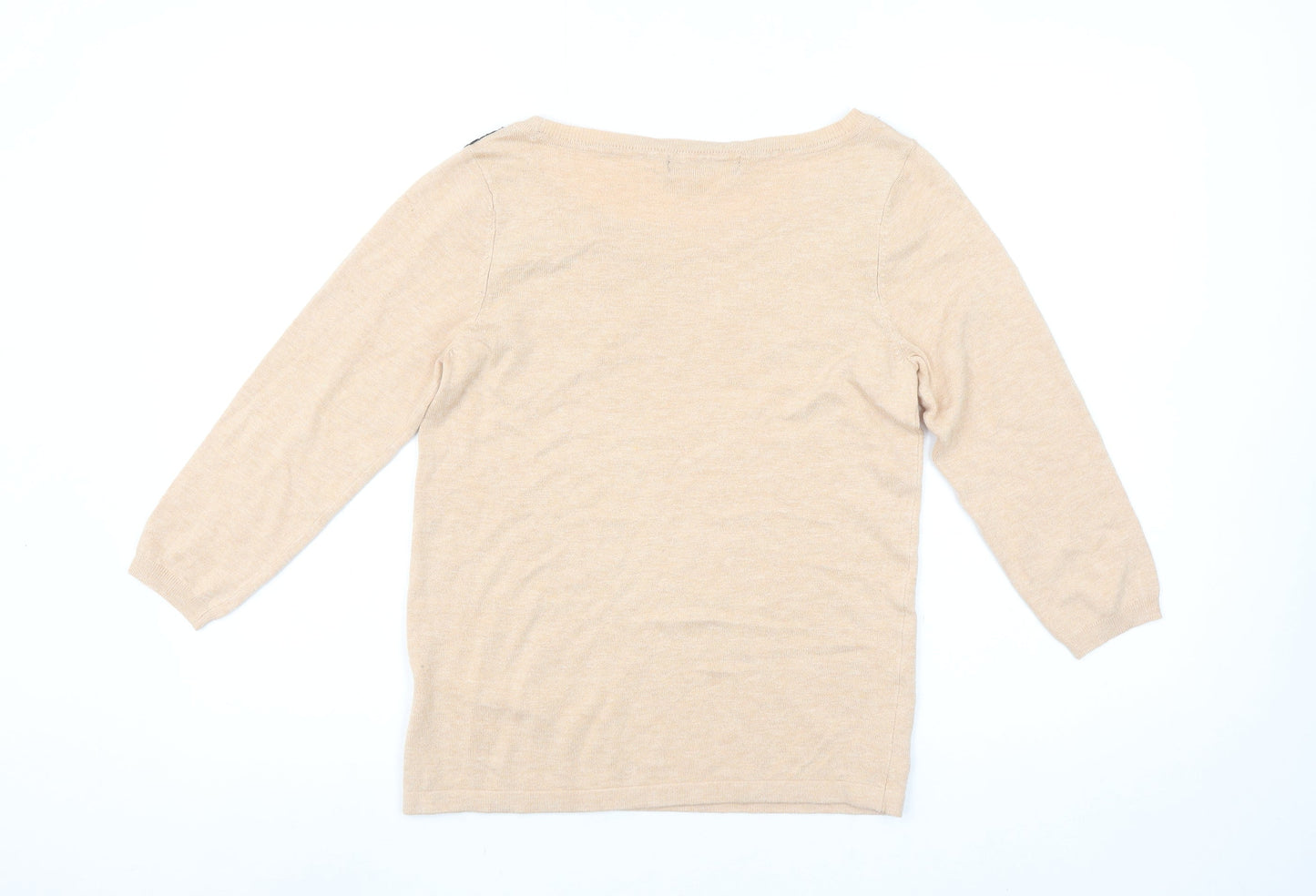 Marks and Spencer Beige Lace Panel 3/4 Sleeve Pullover Jumper M Unisex