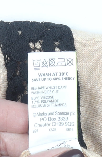 Marks and Spencer Beige Lace Panel 3/4 Sleeve Pullover Jumper M Unisex