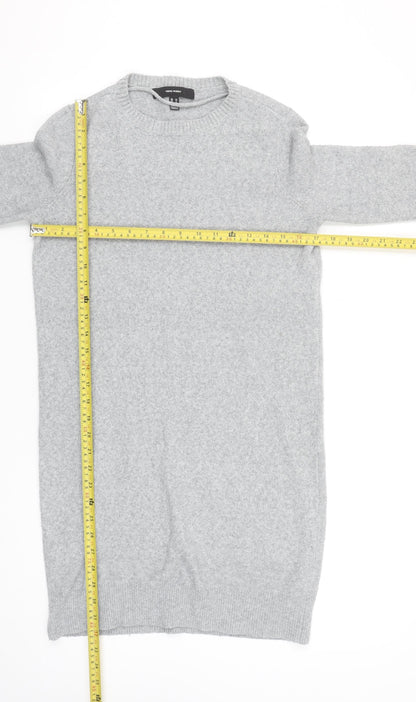 Vero Moda Women Grey Knit Jumper Dress XS Long Sleeve Winter
