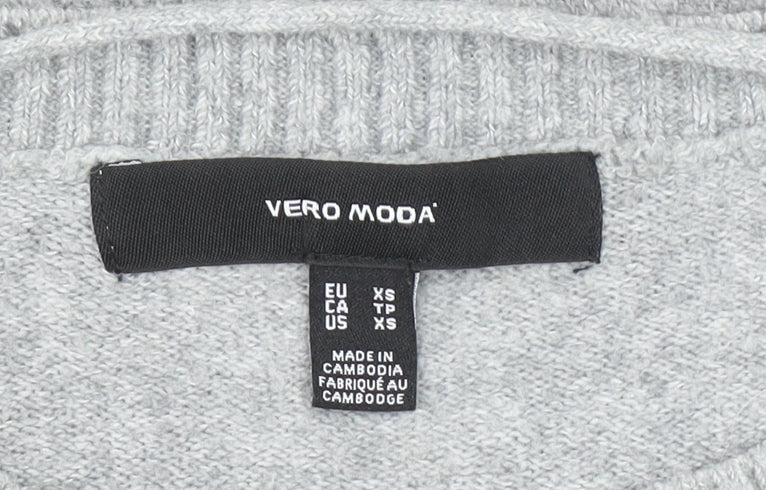Vero Moda Women Grey Knit Jumper Dress XS Long Sleeve Winter