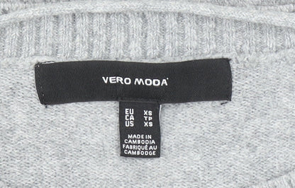 Vero Moda Women Grey Knit Jumper Dress XS Long Sleeve Winter