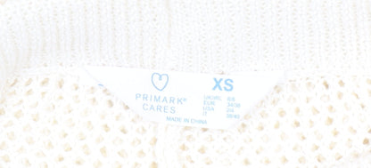 Primark Women’s Ivory Cotton Knit Wide-Leg Drawstring Trousers XS
