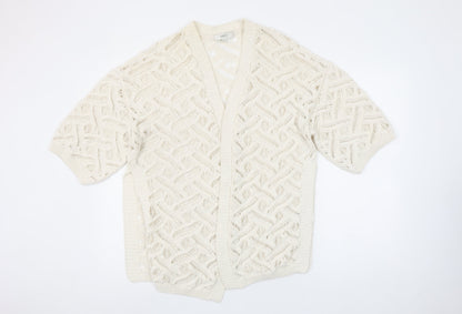 Marks and Spencer Women's Ivory Open-Knit Short Sleeve Cardigan M