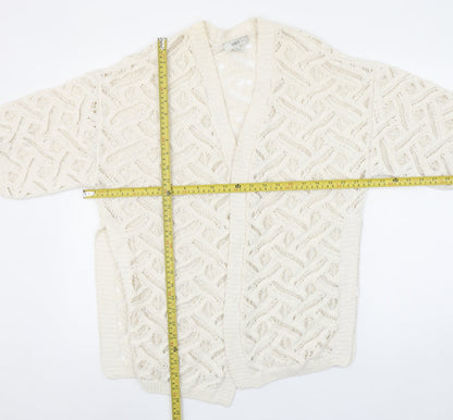 Marks and Spencer Women's Ivory Open-Knit Short Sleeve Cardigan M
