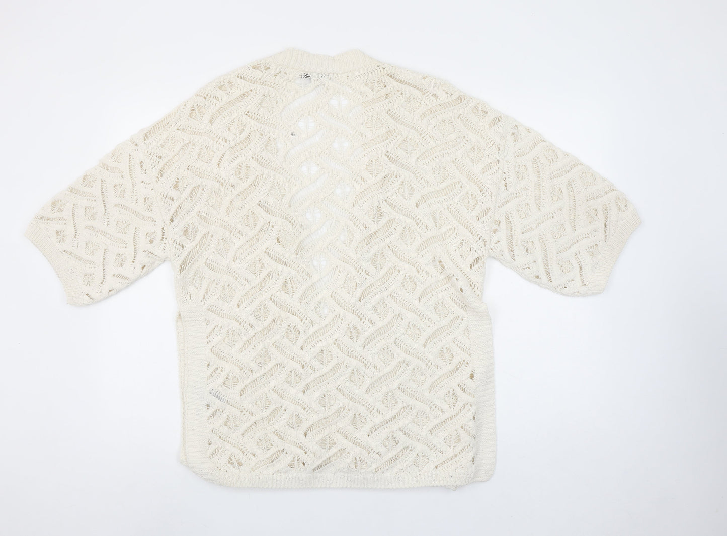 Marks and Spencer Women's Ivory Open-Knit Short Sleeve Cardigan M