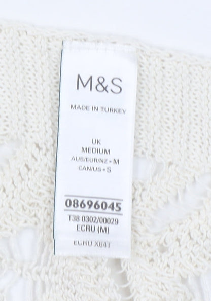 Marks and Spencer Women's Ivory Open-Knit Short Sleeve Cardigan M